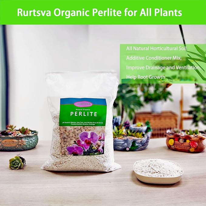 Natural Organic Perlite 10QT for Plants Potting Mix Indoor Outdoor Garden Soil Amendment for Enhanced Drainage, Seed Starter, Root Growth for Succulents, Cactus, Orchids, Money Trees, Vegetables