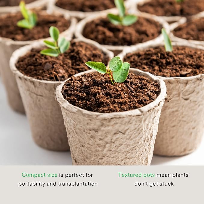 VIVOSUN Peat Pots, 30 Packs 3.15-Inch Seed Starting Pots with Drainage Holes, Round Nursery Pot, 20 Plant Labels for Flowers, Plants, Vegetables, 30Pcs