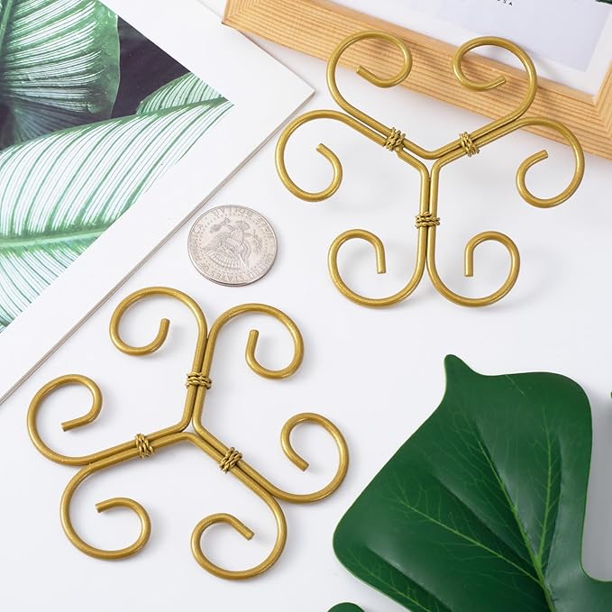 Climbing Houseplant Stem Supports, Plastic Plant Stem Holders, Reusable Flower Plant Growth Stakes Trellis Stem Growth Accessories for Garden Balcony- Gold