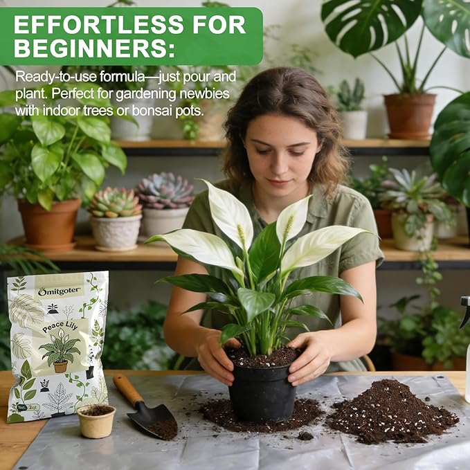 Premium Peace Lily Potting Soil 2qt– All Natural, Well-Draining & Breathable Soil for Peace Lily & Indoor Plants
