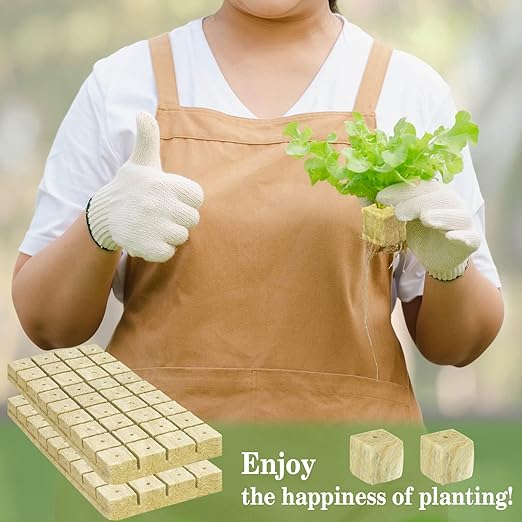Halatool 1.2 Inch Rockwool Cubes Garden Hydroponic Pods Starter Plugs for Hydroponics Soilless Cultivation Seedling Starting Cuttings Clone & Plants Propagation (4 Sheets, 144 Plugs in Total)