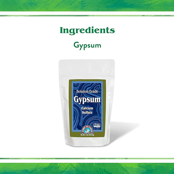 Down To Earth All Natural Fertilizers Organic Solution Grade Gypsum Calcium Sulfate - Professional Grade Gypsum Powder 325 mesh for Liquid, Drip or Spray Applications, 1 lb