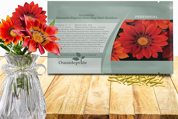 Outsidepride New Day Red Shades Gazania Seeds for Planting – 50 Pcs Perennial, Low-Maintenance, Drought-Tolerant Ground Cover Seeds for Vibrant Summer & Fall Flowers, Great for Outdoor Gardens