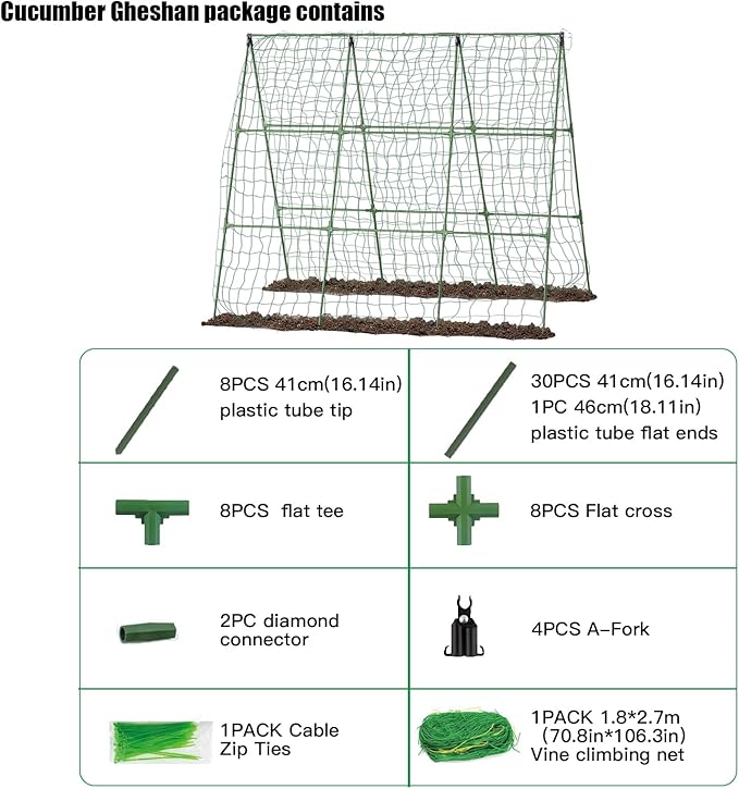A-Type Cucumber Climbing pergola up to 50in up to 46-48in, Outdoor Climbing Triangle Plant Garden net, Vegetable Plant Support, loofah Climbing pergola
