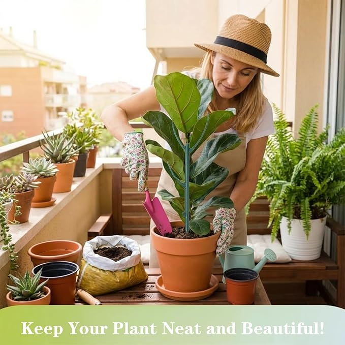 5 Pack Stackable Plant Support Stakes Stem Holder Plant Support Structures Pole Garden Cage Plant Stakes Accessories Climbing plant Sticks Monstera Potted Indoor Outdoor Houseplant with Garden Ties