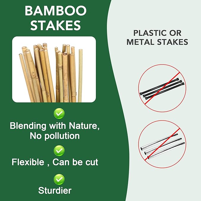 4 Pack Natural Bamboo U-Shaped Trellis 4 Feet, Oltara Plant Support Trellis for Outdoor and Indoor Climbing Plants, Vines, Potted Plants, Flowers