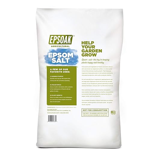Epsoak Epsom Salt 18 lb. Agricultural Grade Magnesium Sulfate. Resealable Bulk Bag for Gardening & Lawn Care, Made in The USA