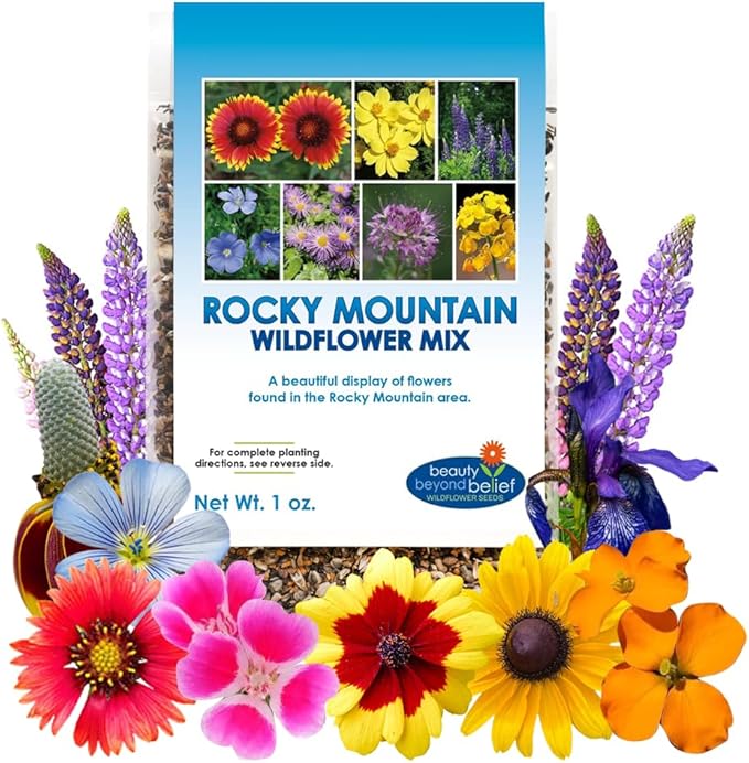 Rocky Mountain Wildflower Seed Mix 1oz - Premium Wildflower Seed Mix for Mountain Elevations 1oz