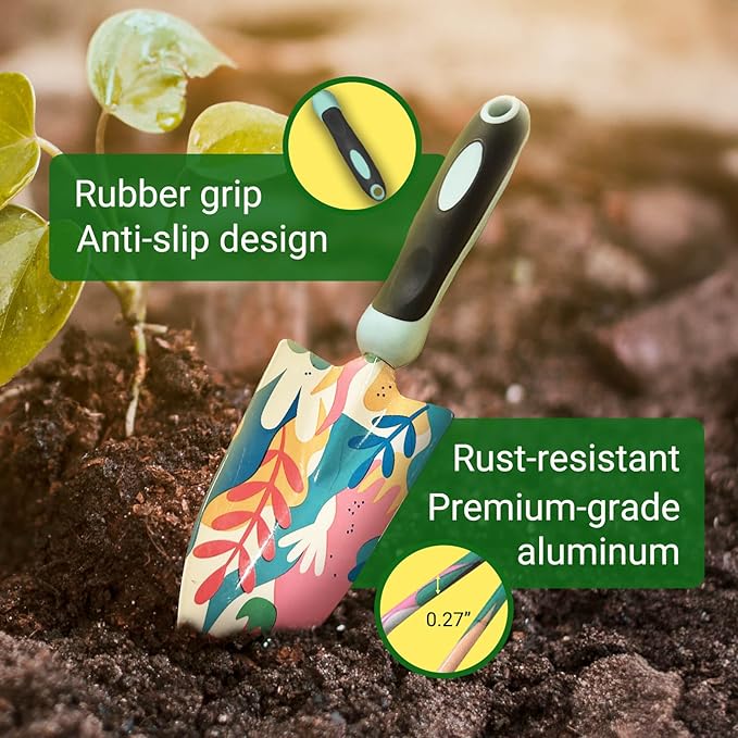 GardenHOME 5-Piece Gardening Tool Kit with Gloves – Durable Floral Garden Tools for Women, Complete Outdoor Garden Set