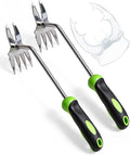 Hand Weeder Puller Tool, Heavy-Duty Stainless Steel Root Removal Tool with Ergonomic Non-Slip Handle, Manual Dandelion Remover for Garden Lawn Yard, Handheld Weeding Tool for Deep Roots, 2 Pack