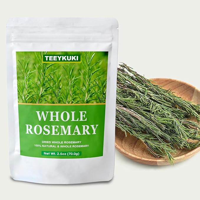 Natural Dried Whole Rosemary Sprigs, 2.5oz(70.0g), 30~40 Sprigs, Premium Grade Dried Rosemary Sprigs for Baking & Beverages, Non-GMO