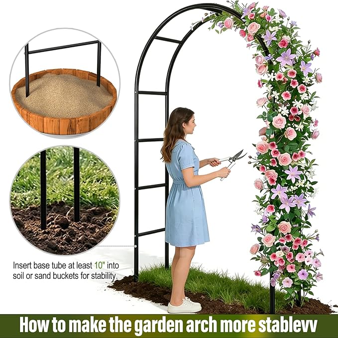Metal Pergola Arbor 7'6"Wide x 6'5'High/4'6"Wide x 7'10"High,Assemble Freely 2 Sizes,Wide Wedding Garden Arbor Bridal Party Decoration Arbor
