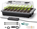 Seed Starter Tray Kit with Grow Lights, 1 Pack 40 Cells Seed Trays with Humidity Dome, Mini Greenhouse for Seeds Growing Starting Sprouting Germination