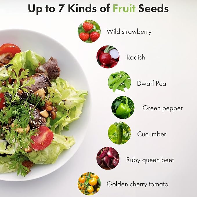 LYKOCLEAN 12 Pods Fruit Seed Pod Kit for AeroGarden, idoo, Ahopegarden Hydroponic Growing System Indoor Garden, Include Strawberry, Golden Cherry Tomato, Cucumber, Radish, Dwarf Pea, Green Pepper