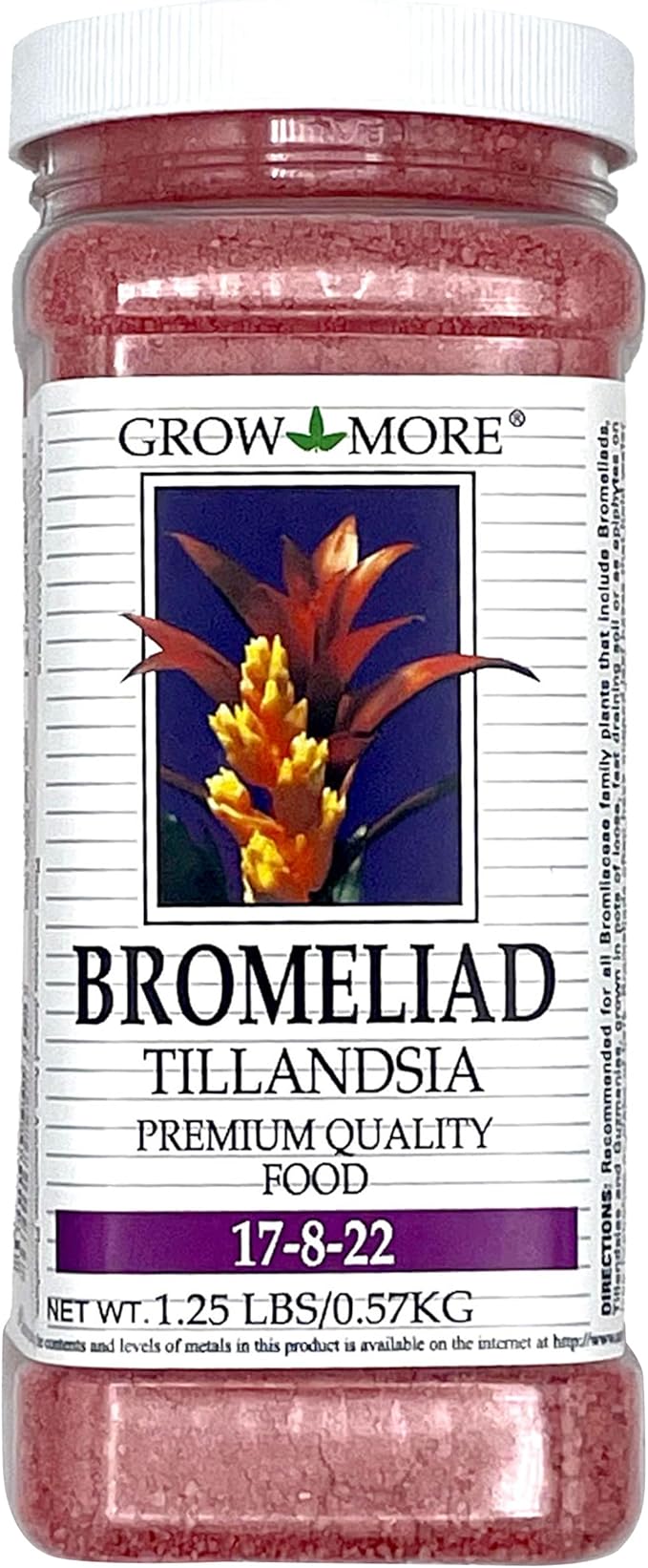 Grow More Bromeliad Tillandsia Food (17-8-22) - 1.25lbs of Water Soluble Air Plant Fertilizer - Slow Release Fertilizer for Outdoor & Indoor Plants - Air Plant Food for Vibrant Growth & Blooms