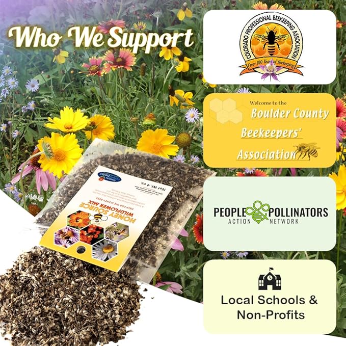 Honey Source Wildflower Seeds Mix for Honey Bees - 4oz, Premium Annual and Perennial Flower Seed Mix – Bulk Planting for Pollinator