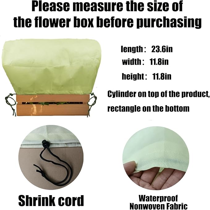 EJW Plant Covers, Freeze Protection for Plants,3 Pack 23.8"*11.8"*11.8" Frost Cloth for Plants，Plant Protectors for Winter，Frost Blankets for Plants， Used for Flower pots, Flower Boxes, Small Plants