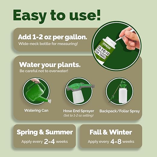 Liquid 10-10-10 Fertilizer for Trees and Shrubs – Balanced NPK Plus Iron and Micros for Stronger Growth and Healthy Roots, 32 oz