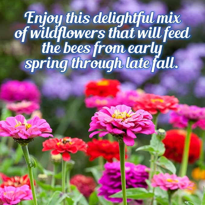 Bumblebee Bonanza Wildflower Seeds - 1oz, Open-Pollinated Wildflower Seed Packets, Non-GMO, No Fillers, Annual and Perennial Seeds for Bumblebees 1oz