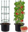 2 Sets Tomato Cages with 10-Gallon Sturdy Grow Bags, 48.5" Planter Support Trellis Pots Kit for Garden, Flowers Vegetable Cages for Cucumbers Eggplants Vertical Climbing Plants Vines