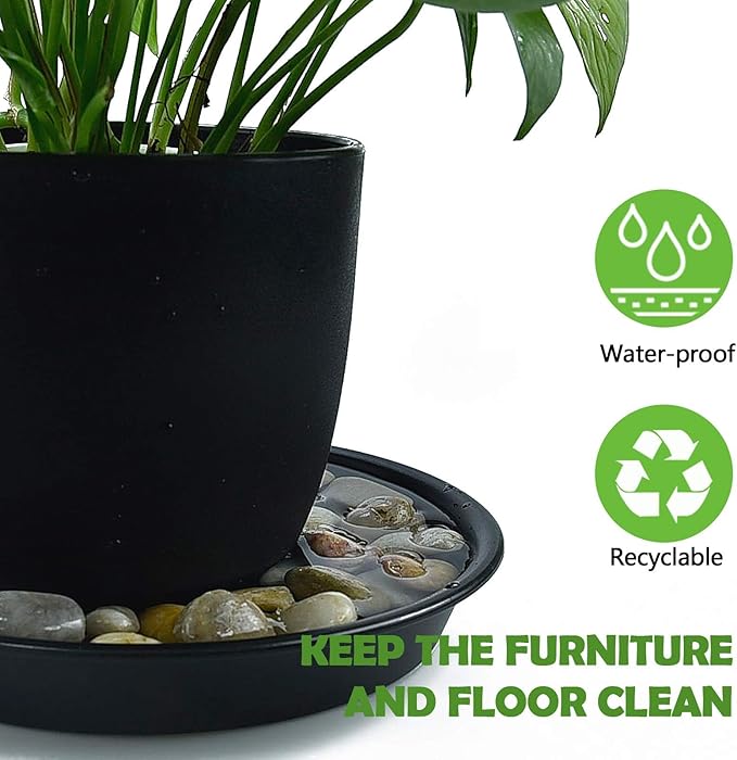 TITE 3 Pack Plant Saucer Heavy Duty Sturdy Drip Trays for Indoor and Outdoor (12 Inch, Black)