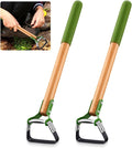 2 Pcs Mini Garden Hoes for Weeding Long Stirrup Hoe Tools Scuffle Garden Tool for Lawn Yard Weeding Gardening (Wood Handle)