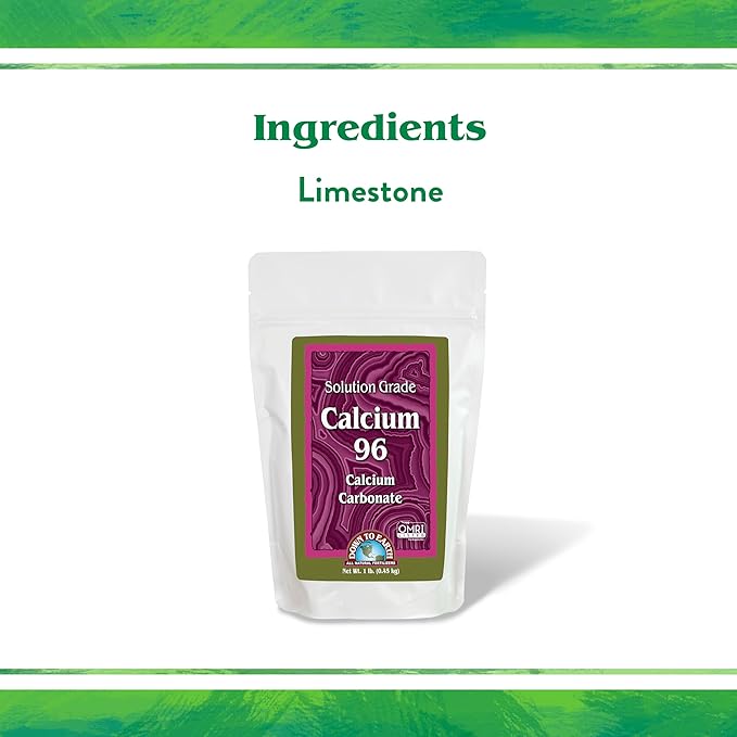 Down To Earth All Natural Fertilizers Organic Solution Grade Calcium 96 - Professional Grade Limestone Powder 325 mesh for Liquid, Drip or Spray Applications, 1 lb