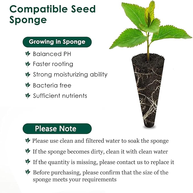 PACETAP 50 Pack Grow Sponges, Seed Pods Replacement Root Growth Sponges Compatible with AeroGarden, Seedling Starter Sponges Kit Refill Grow Sponge for Hydroponic Indoor Garden System