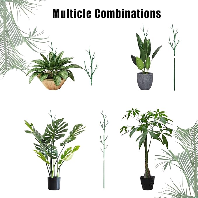 9 Pack Stackable Plant Support Stakes for Indoor Outdoor Climbing Plants Support Structures Adjustable Length with Twist Ties, Plant Ties and Scissor