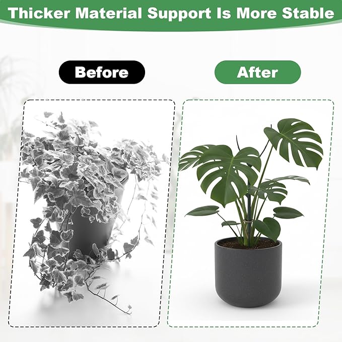 6 Pack Stackable Plant Support Stakes, Plant Stem Support Sticks Structures Pole with Half Round Supporting Rings for Monstera Trellis Indoor Outdoor Garden Accessories