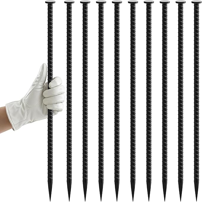 16 Inch Rebar Stakes Metal Asphalt Anchoring Spikes (16 Pack) Heavy Duty 1/2 Inch Diameter Galvanized Steel Ground Anchors for Speed Bump, Parking Curb and Tent