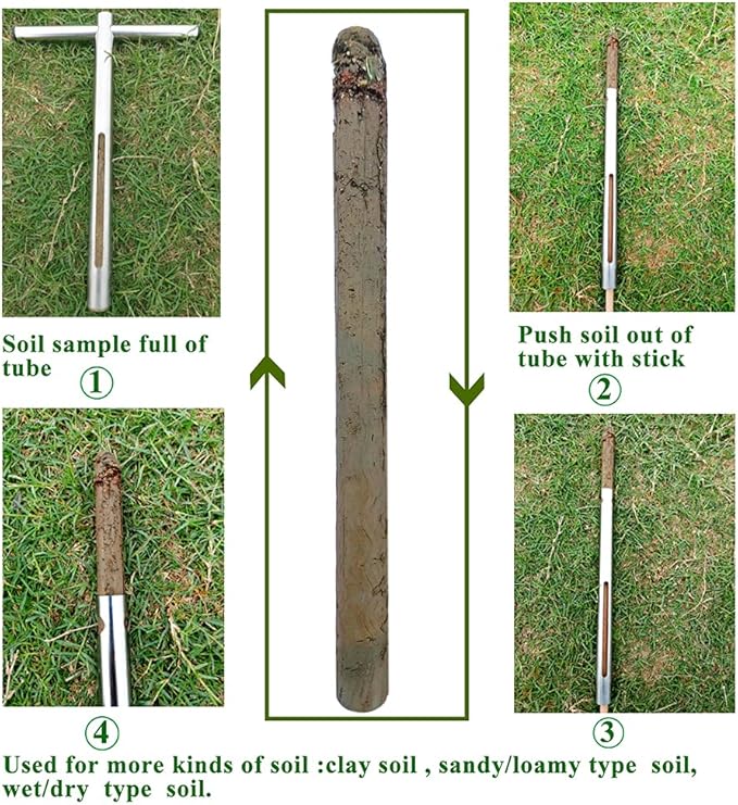 Sukiise Soil Sample Probe 12 Inch with T Handle, Soil Sampler Tool, Soil Test Kit, Soil Probe for Soil Sampling Plant Care Lawn Garden Farm