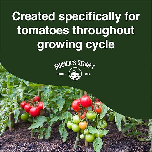Farmer's Secret Tomato Booster Fertilizer (8oz) - Super Concentrated - 3:8:7 Ratio Fortified with Humic Acid, Iron and Calcium - Grow More Tomatoes