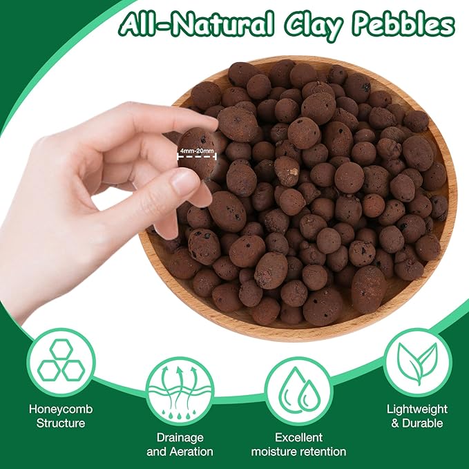 Jabrand Jabrand 5LBS LECA Clay Pebbles, Organic Expanded Clay Pebbles 4mm-16mm Hydroponics Supplies Aquaponics Orchid for Indoor and Outdoor Garden Plants…