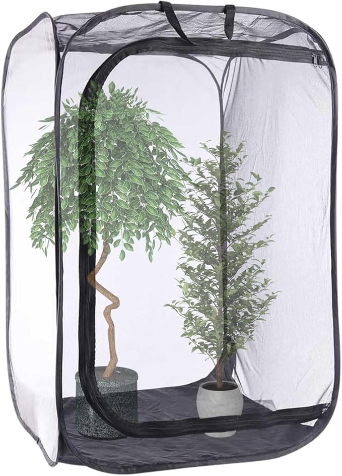 Mesh Plant Enclosure Pop-Up Cage Plant Protection Tent, 24”x 24”x 36” Mesh Plant Cover Grow Tent Plant Cover for Fruit, Vegetables, Pests, Bird and Pest Protection Guard for Flowers and Herbs