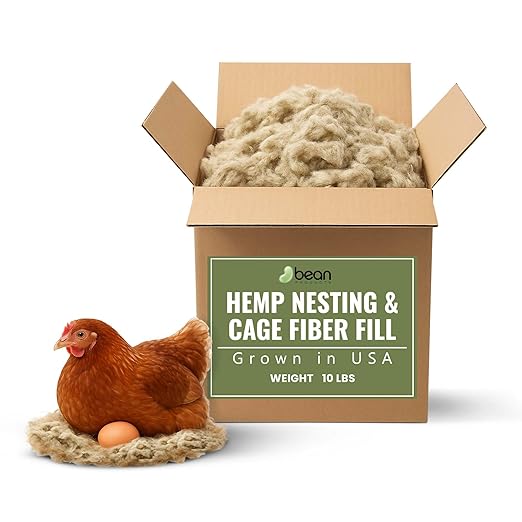 Hemp Nesting Fiber - 10 lb Chicken Nest Box Pad Hemp Fiber Fill - Absorbent DUST Free- Egg Laying Chickens coop, Horse stall, Rabbit, Reptile, Hamster, Cage Fibre, FiberFill Washable - Grown in USA