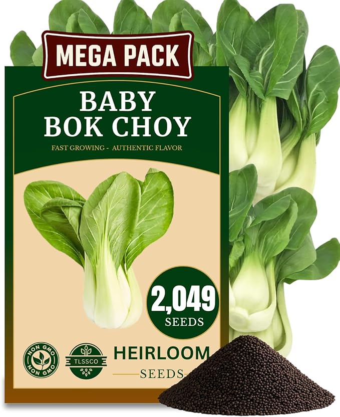 2000+ USA Premium Baby Bok Choy Seeds for Planting, Non-GMO Seeds – Easy to Grow, Low Maintainance, Authentic Flavor – High-Yielding, Heirloom