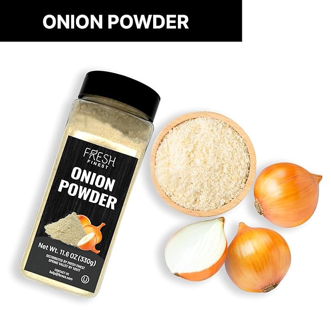 Fresh Finest Onion Powder - 11oz (330G) - Premium Ground Onions for Authentic Flavor, Packed in a Durable Container