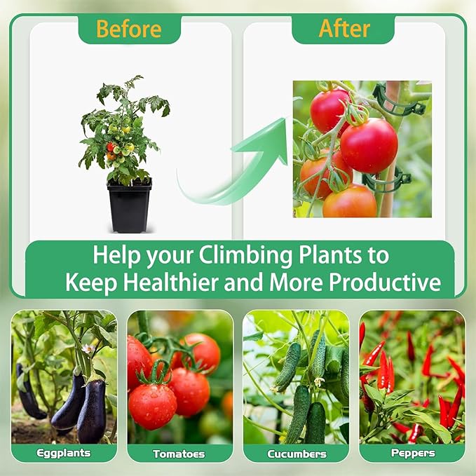 Tomato Clips for Climbing Plants, 300 Pcs Reusable Plastic Tomato Plant Clips for Climbing Plants,Tomato Trellis Clips for Plants Support