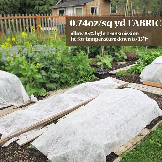 Plant Covers Freeze Protection 10 ft x 20 ft Floating Row Cover 0.9oz/yd² Garden Fabric Plant Cover for Winter Frost/Sun Pest Protection (10FT X 20FT)