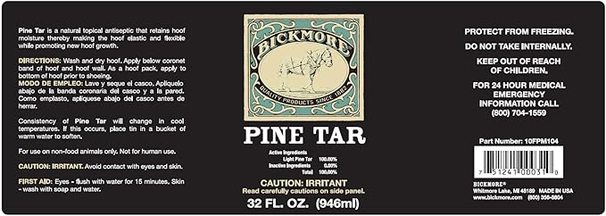 Bickmore Pine Tar 32oz - Hoof Care Formula for Horses