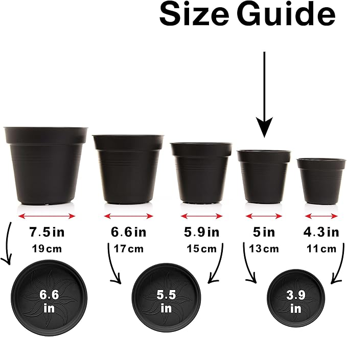Mintra Home Garden Pots 4pk - Flowers, Herbs, Plants, Indoor, Outdoor, Colorful, Wholesale, Bulk (Red, 13cm Diameter (5in))