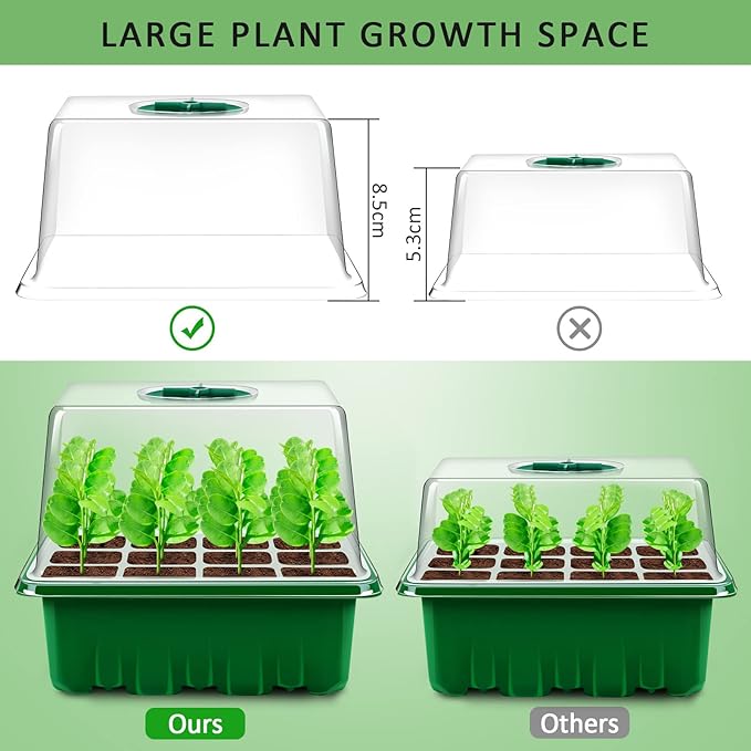 YAUNGEL Seed Starter Tray, 10 Pack 120 Cells Thicken Seed Starter Kit with Heightened Lids Humidity Dome Seedling Starter Trays for Indoor Gardening Plant, Green