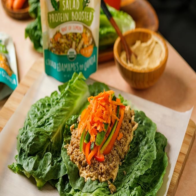 BeanVIVO 3-Pack Salad Protein Booster - Organic cooked Edamame & Quinoa Hint of lemon delivering a burst of taste and 9g of protein-packed goodness in every pouch 5oz