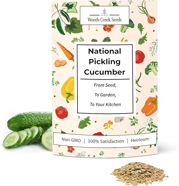 National Pickling Cucumber Seeds for Planting - Heirloom Cucumber Seed Pack - Non-GMO Pickling Cucumbers for Planting Indoors or Outdoors | Woods Creek Seeds