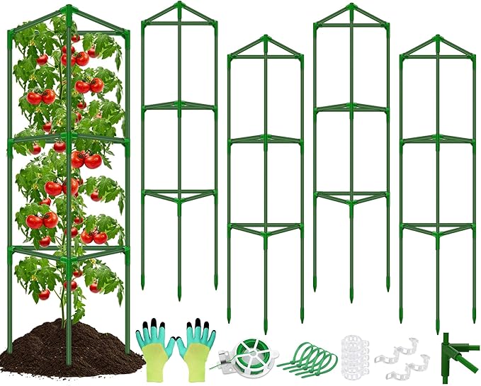 Tomato Cages for Garden, 4 Pack Tomato Cage Trellis, Garden Cage Heavy Duty Tomato Stake Support, Garden Stakes Plant Cage for Pots Plants Vegetables
