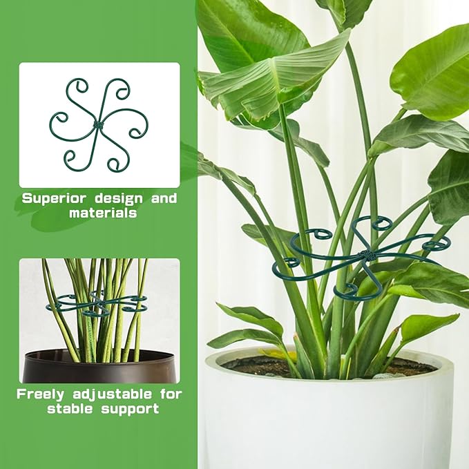 4pcs Monstera Support, Green Iron Plant Stabilizer Stable Plant Stem Support Structures for Indoor & Outdoor Thriving Growth