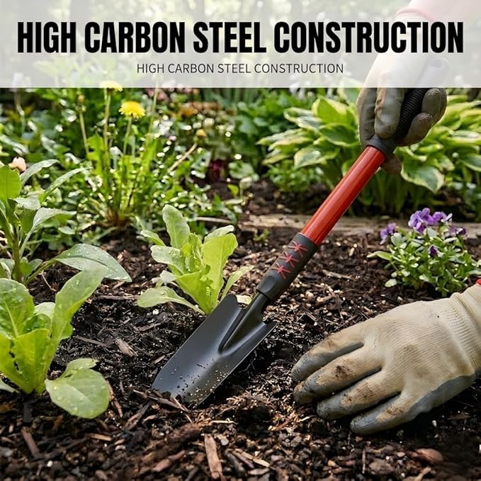 Garden Tools Set, 3 Gardening Tools Include Hand Trowel, Rake, Transplant Shovel, Lightweight Heavy Duty Garden Tool with Non Slip Handle for Yard Weed, Plant, Crack, Gardening Gift for Men & Women