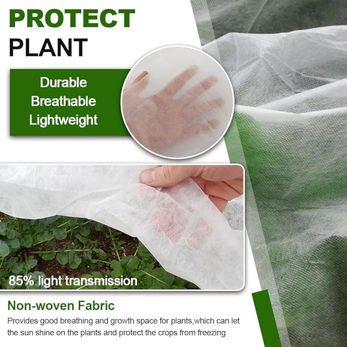 Plant Covers Freeze Protection, 10x50FT Reusable Thickened Winter Floating Row Covers, Frost Cloth Blanket Shade Cloth Garden Fabric Plant Cover for Raised Beds Vegetables Insect Winter Frost
