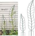Garden Trellis Plant Support Trellis Green Leaf Trellis Garden Decoration for Climbing Vines Floral Metal Trellis Set of 2（Green）